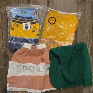 Set of Dog Sweaters in Yellow, Green, and Pink